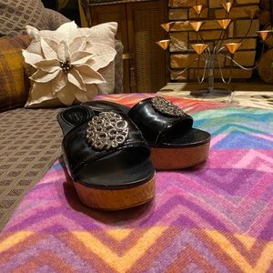 Coach Black Wedged Sandals